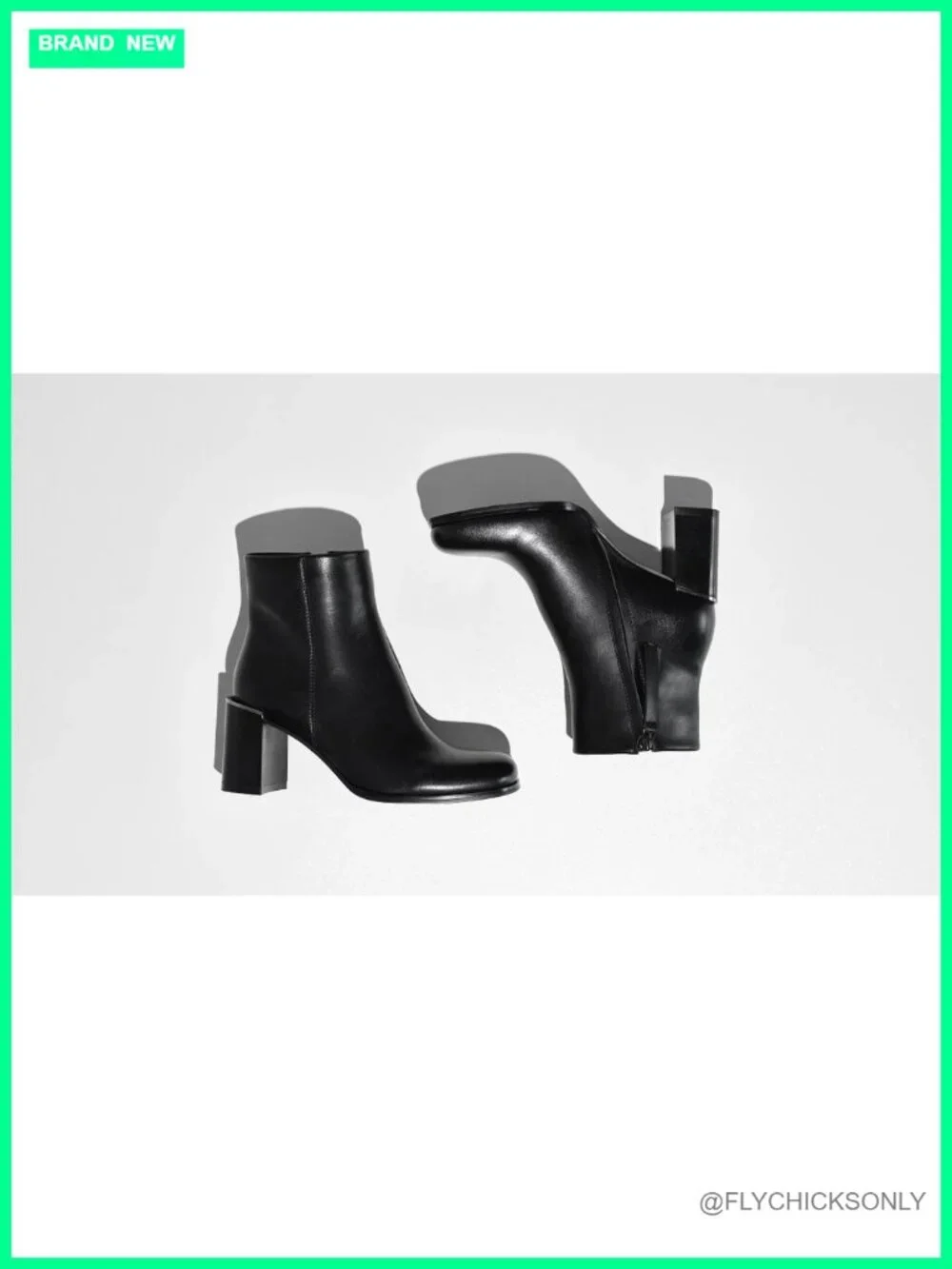 Chunky Block Heel Ankle Boots with Side Zipper, Faux Leather, Square Round Toe